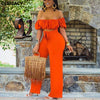 Off Shoulder Cut Out Jumpsuit Wide Leg