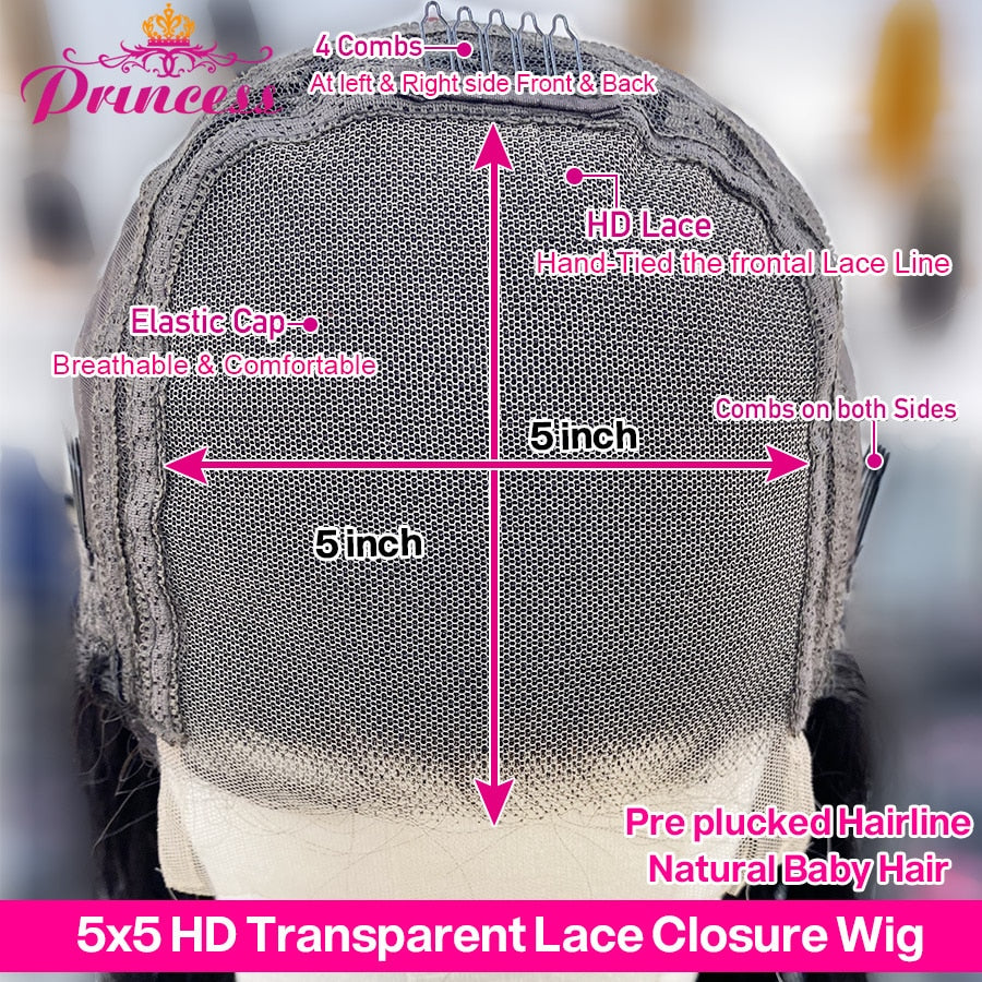 Transparent Lace Front Human Hair wig with Closure