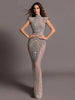 Wasisi 2024 Arabic Dubai Gray Nude Mermaid Floor Length Beaded Luxury Evening Dresses Gowns for Women Wedding Party FLA72344